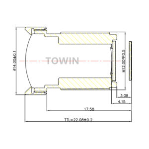 CCL12044MPF Low distortion wide angle 77° M12 s-mount board lens HD 14MP rectilinear scanning